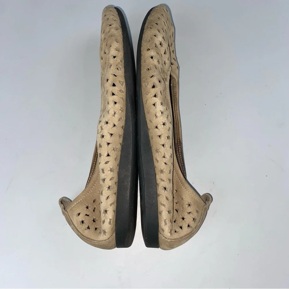 Arche Lilly Ballet Flat Beige Nubuck Size US 8 EU 39 Laser Cut Perforated Design